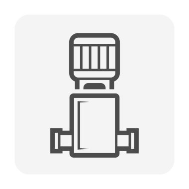 Su pompası ve çelik boru ikonu su dağıtımı için grafik tasarım elementi.