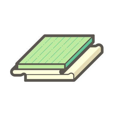 Beyaz arkaplanda ahşap zemin ve malzeme vektör simgesi tasarımı.