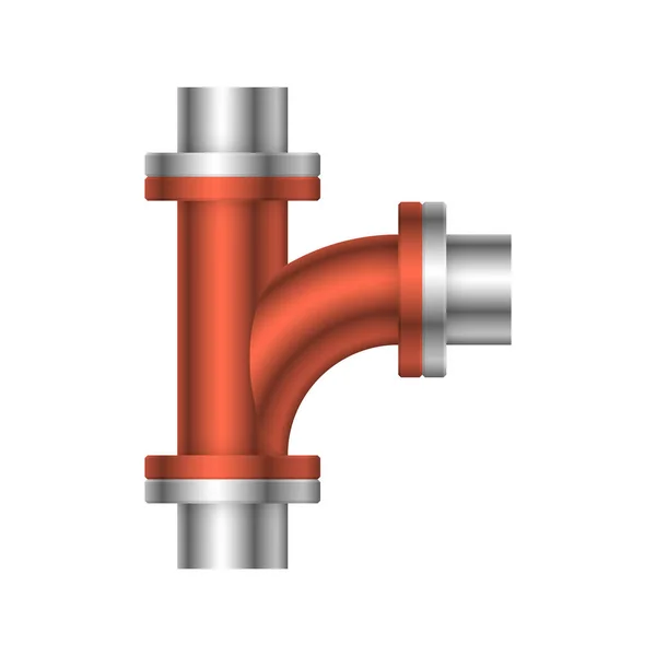 Stalen Buis Connector Pictogram Ontwerp Geïsoleerd Witte Achtergrond — Stockvector