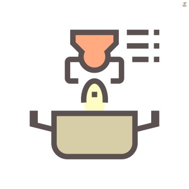 Akıllı ev ve robot şef teknoloji vektör ikonu tasarımı, 48x48 piksel mükemmel ve düzenlenebilir vuruş.