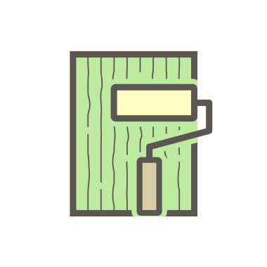 Ahşap zemin üretim endüstrisi ve test vektör simgesi tasarımı.