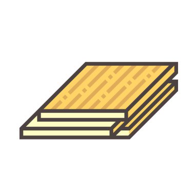 Beyaz arkaplanda ahşap zemin ve malzeme vektör simgesi tasarımı.