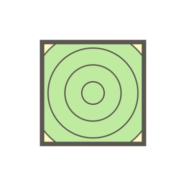 Beyaz zemin üzerinde ahşap malzeme ve kereste fabrikası sanayi vektör ikonu tasarımı.