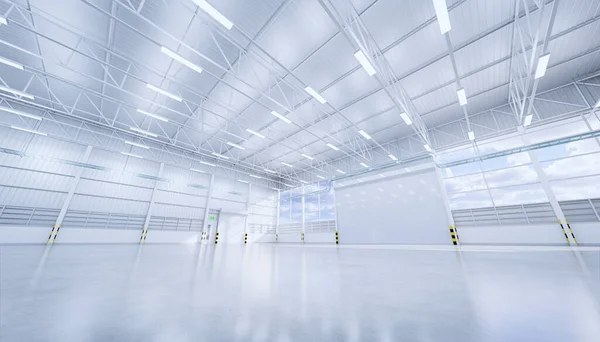 Rendering Empty Hangar Concrete Floor Shutter Door Clean New Condition — Stock Photo, Image