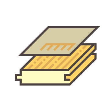 Beyaz arkaplanda ahşap zemin ve malzeme vektör simgesi tasarımı.