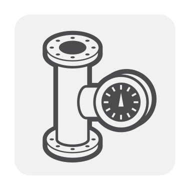 Boru bağlantısı ve metre simgesi, siyah renk.