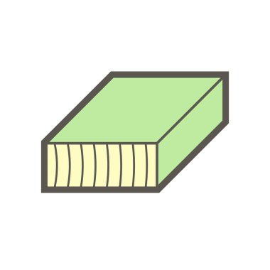 Beyaz zemin üzerinde ahşap malzeme ve kereste fabrikası sanayi vektör ikonu tasarımı.