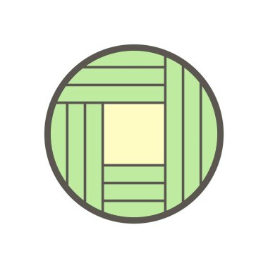 Beyaz zemin üzerinde ahşap malzeme ve kereste fabrikası sanayi vektör ikonu tasarımı.