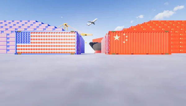 Rendering Cargo Container Trade War Concept Design China — Stock Photo, Image