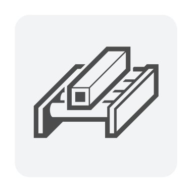 Beyaz arkaplanda çelik boru ve üretim hattı vektör simgesi tasarımı.