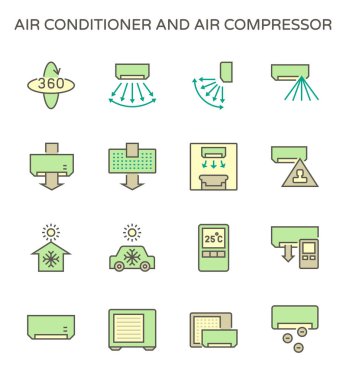 Klima ve hava kompresörü vektör simgesi dizaynı, düzenlenebilir vuruş.