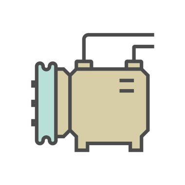 Hava kompresörü ve yarı vektör simgesi tasarımı, düzenlenebilir vuruş.