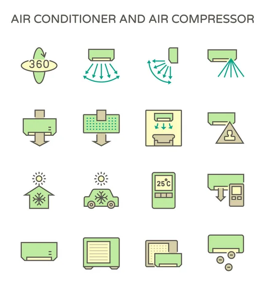 Klimaanlage Und Kompressor Vektor Icon Set Design Editierbarer Strich — Stockvektor