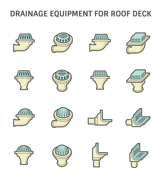 Dachterrasse Und Entwässerungsanlagen Vektor Symbol Set Design Auf Weißem Hintergrund — Stockvektor