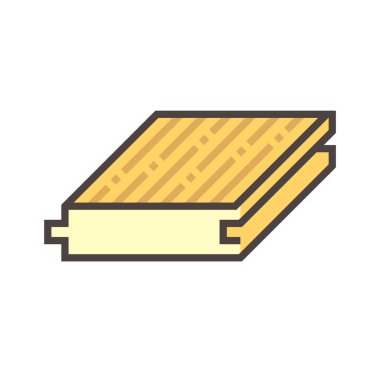 Beyaz arkaplanda ahşap zemin ve malzeme vektör simgesi tasarımı.