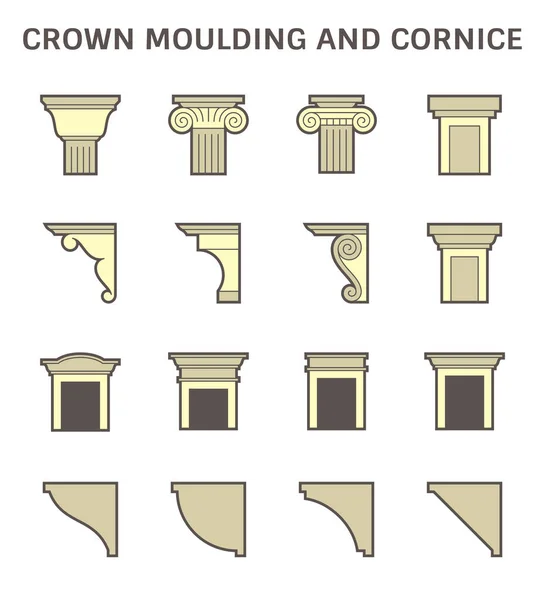 Crown moulding and cornice decoration vector icon set design. — Stock Illustration Crown Moulding Cornice Decoration Vector Icon Set Design Stock Illustration
