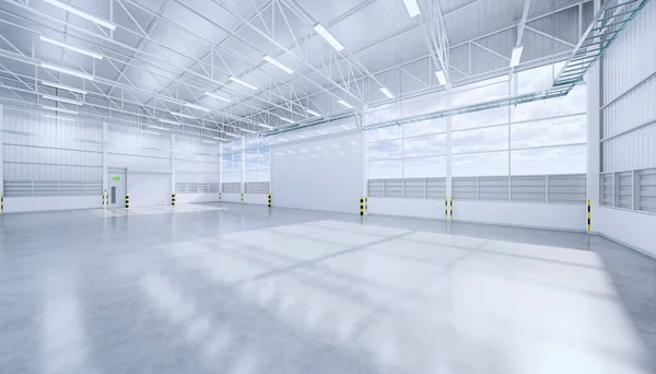 Rendering Empty Hangar Concrete Floor Shutter Door Clean New Condition — Stock Photo, Image