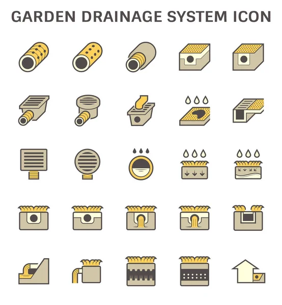 Garden Drainage System Pipe Vector Icon Set Design — Stock Vector