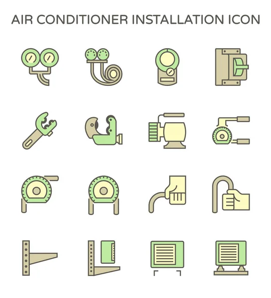 Air Conditioner Installation Parts Tools Vector Icon Set Design Editable — Stock Vector