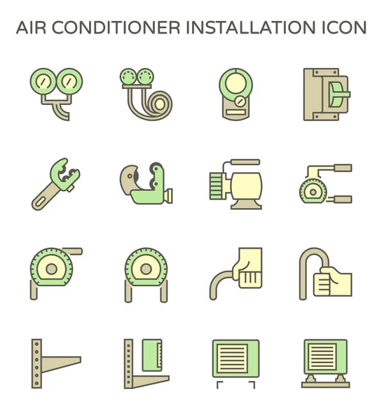 Klimaanlage Installationsteile Und Werkzeuge Vektor Symbol Set Design Editierbarer Strich — Stockvektor