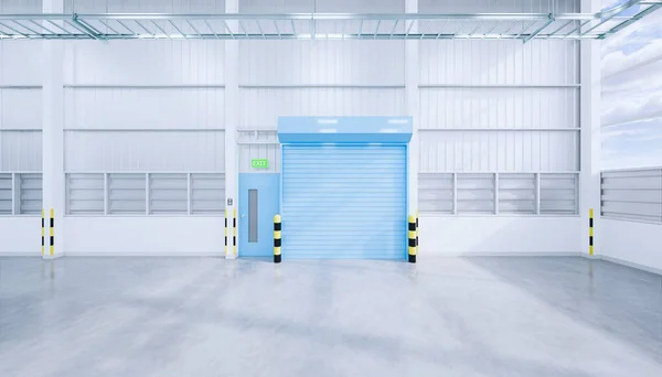 Rendering Hangar Vuoto Pavimento Cemento Porta Dell Otturatore Condizioni Nuove — Foto Stock