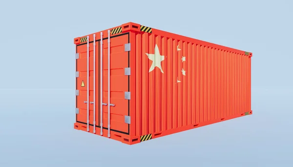 3d rendering of cargo container and  China trade concept design.