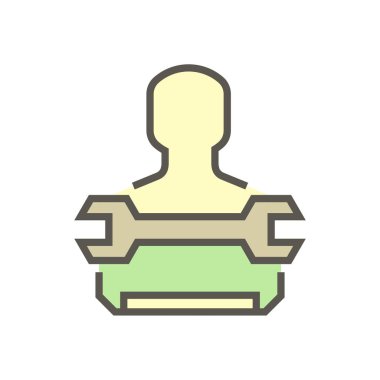 Klima servisi ve teknisyen vektör simgesi tasarımı, düzenlenebilir vuruş.