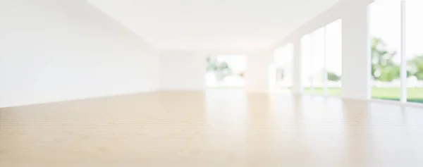 Rendering Empty Room Wood Floor Reflection Clear Glass Door Perspective — Stock Photo, Image