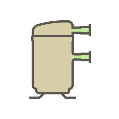 Hava kompresörü ve yarı vektör simgesi tasarımı, düzenlenebilir vuruş.