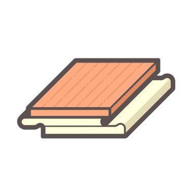 Beyaz arkaplanda ahşap zemin ve malzeme vektör simgesi tasarımı.