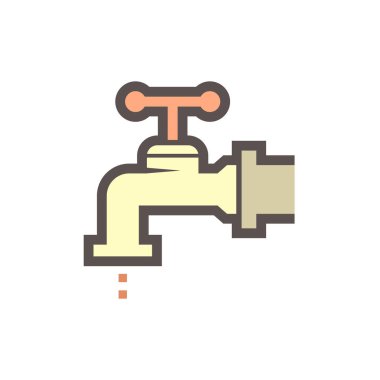 Su sızıntısı ve musluk vektör simgesi tasarımı.