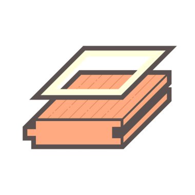 Beyaz arkaplanda ahşap zemin ve malzeme vektör simgesi tasarımı.