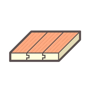Beyaz arkaplanda ahşap zemin ve malzeme vektör simgesi tasarımı.