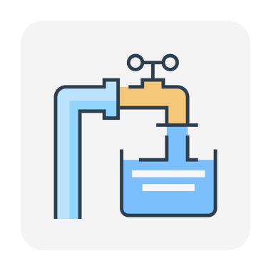 Musluk ve su damlası simgesi, düzenlenebilir vuruş.