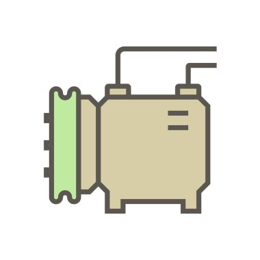 Hava kompresörü ve yarı vektör simgesi tasarımı, düzenlenebilir vuruş.