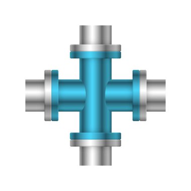Çelik boru bağlantı simgesi tasarımı beyaz arkaplanda izole edildi.