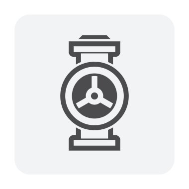 Boru konektörü ve valf simgesi.