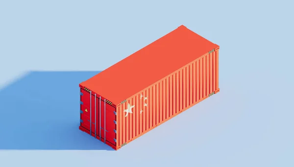 3d rendering of cargo container and  China trade concept design.