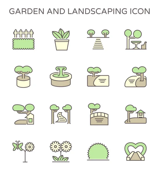 Garden Landscaping Vector Icon Set Design Use Landscaping Graphic Design — Stock Vector