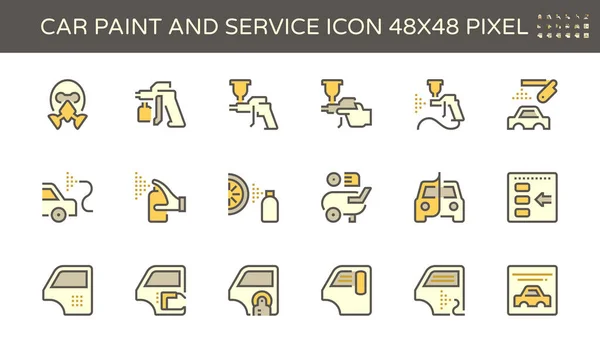 Car Paint Repair Service Vector Icon Set Design 48X48 Pixel — Stock Vector