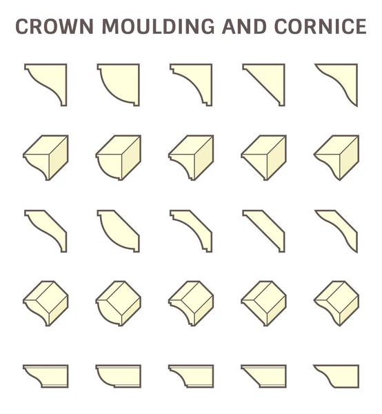 Crown moulding and cornice decoration vector icon set design. — Stock Illustration Crown Moulding Cornice Decoration Vector Icon Set Design Royalty Free Stock Vectors