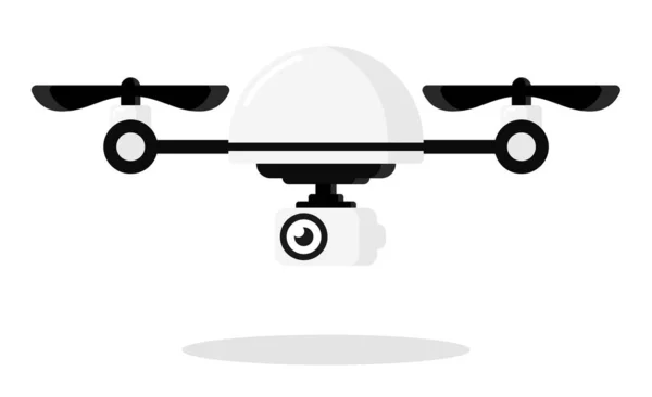 Cute Cartoon Drone Camera Photographing Recording Video Isolated White Background — Stock Vector