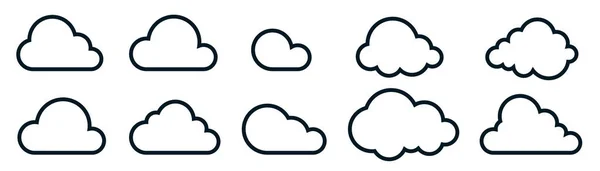 Clouds Icon Set Isolated White Background Logo Sign Cloud Technologies — Stock Vector