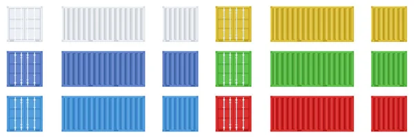 Last Container Set Isolerad Vit Bakgrund Färgglad Ask Från Olika — Stock vektor