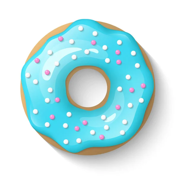 Donut Isolated White Background Cute Colorful Glossy Donuts Blue Turquoise — Stock Vector