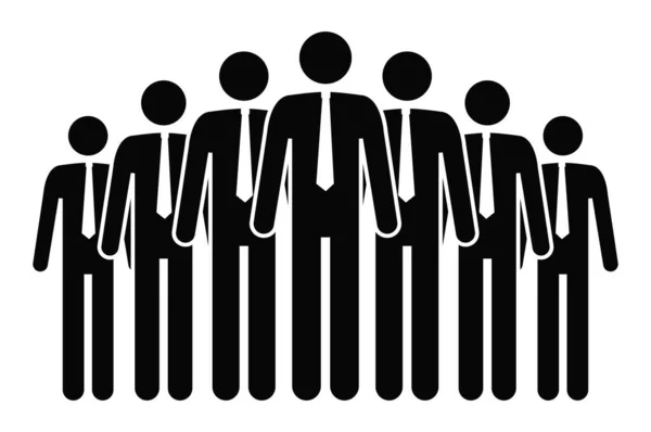 一排男人绑在白色背景的领带上 简单的设计棒的数字 黑白图标或标志 平面样式矢量图解 — 图库矢量图片