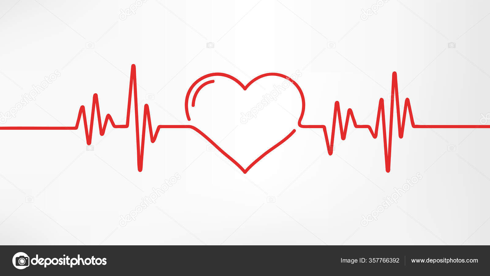 Heart Pulse Red White Colors Heartbeat Lone Cardiogram Beautiful ...