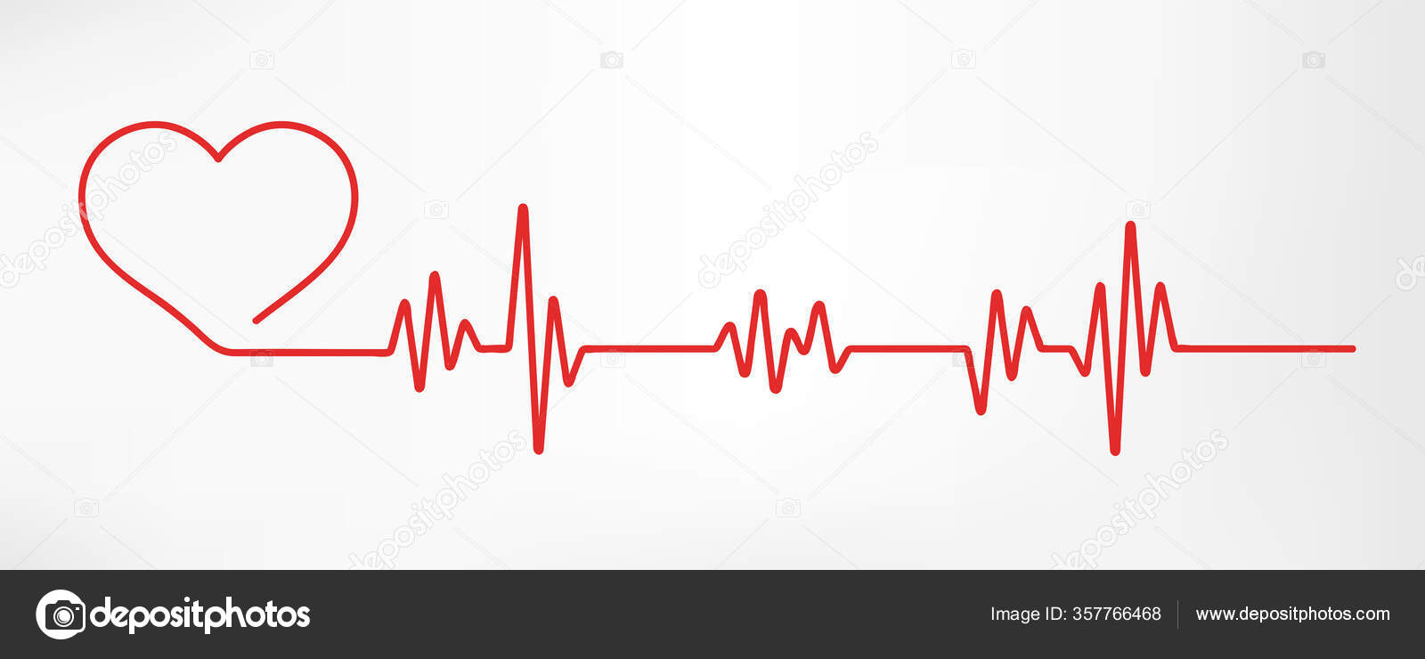 Heart Pulse Red White Colors Heartbeat Lone Cardiogram Beautiful ...