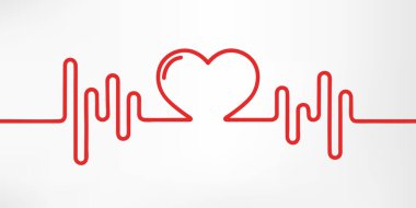 Kalp atışı. Kırmızı ve beyaz renkler. Kalp atışı lone, kardiyogram. Güzel sağlık hizmeti, tıbbi geçmiş. Modern basit tasarım. Simge. İmzala ya da logo. Düz biçim vektör illüstrasyonu.