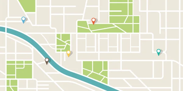Şehir haritası navigasyonu. GPS navigatörü. Puan simgesi simgesi. Üst manzara, yukarıdan görüş. Soyut arkaplan. Basit, şirin bir tasarım. Düz biçim vektör illüstrasyonu.
